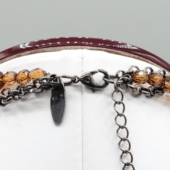New York Co Signed Womens Brown Beads Multi Strand Necklace Gunmetal Tone 18 in - Picture 7 of 9